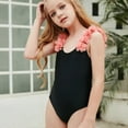 thumbnail image 6 of Fesfesfes Children Girls Swimwear Toddler Girls One-piece Swimsuit Flowers Applique Sling Swimdress Siamese Beach wear Open Back Quick Dry Monokini, 6 of 9