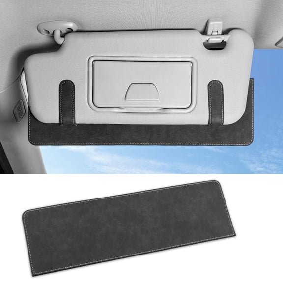 Universal Fit Leather Car Sunshade Extender, Adjustable Anti-Glare Sun Visor for Car Windshield, Black, Gray, Beige, 38x11.8cm