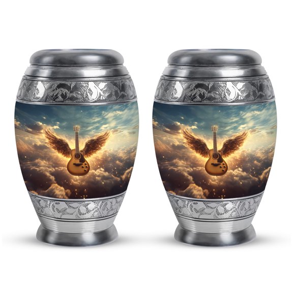 Yatskia Guitar Urns For Human Ashes Adult Man & Women, Urn Keepsakes For Ashes Dad, (Monar 3 Inch, Pack of 2)