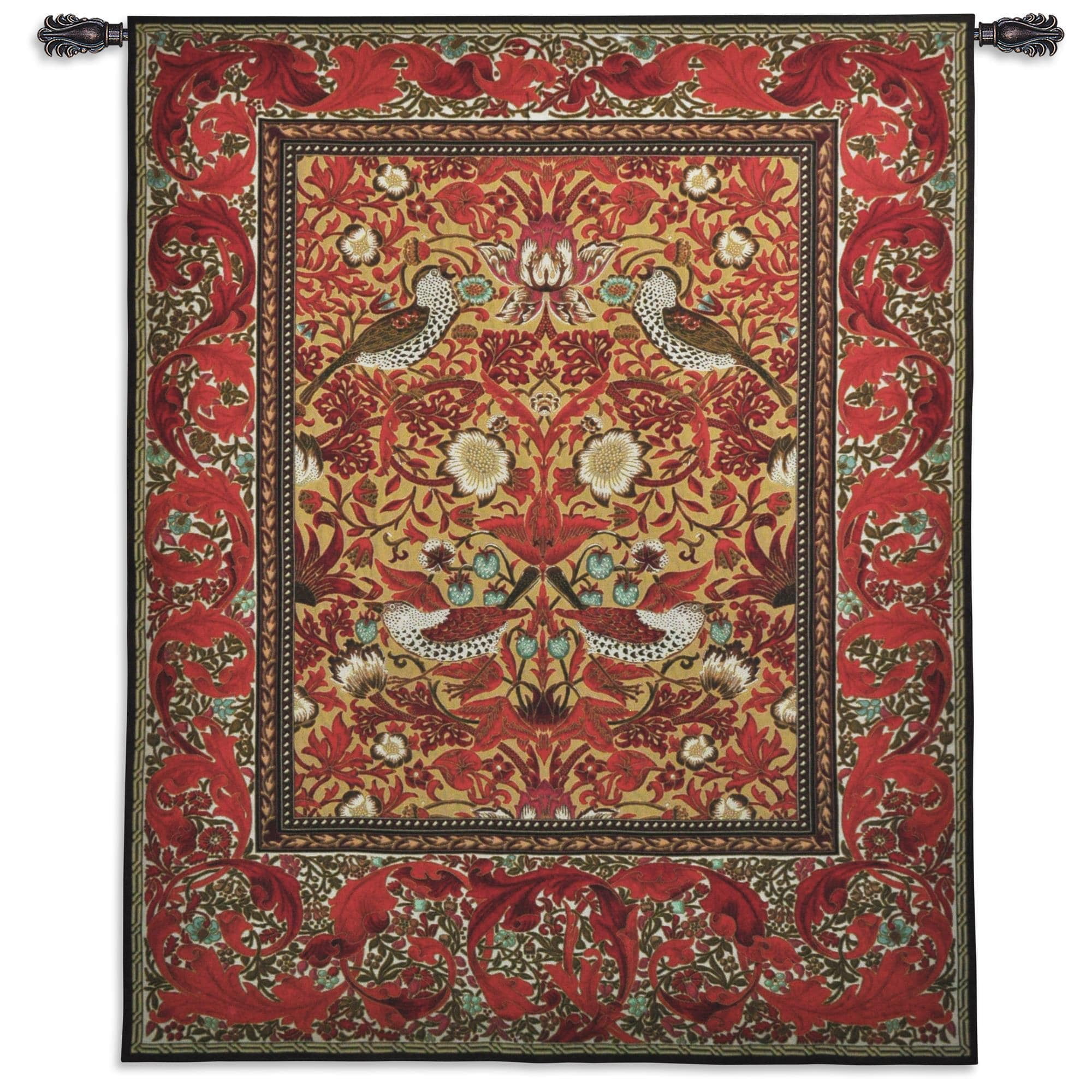 Strawberry Thief Red Wall Tapestry
