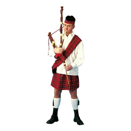 Mens Scottish Highlander Kilt Hat Sash Halloween Heritage Adult Sized Costume