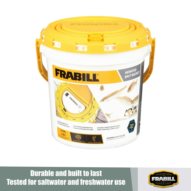 Frabill Aqua Life Aerated Bait Bucket, White/Yellow