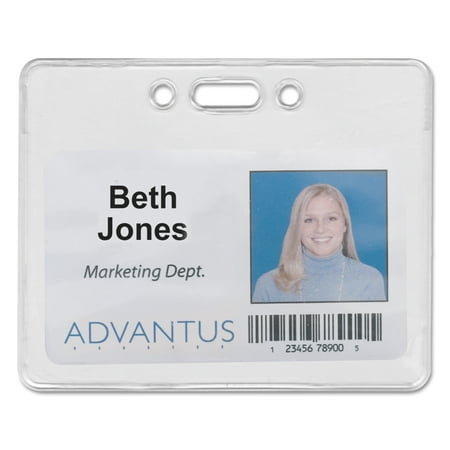 Advantus Proximity ID Badge Holder, Horizontal, 3 3/8w x 2 3/8h, Clear, 50/Pack