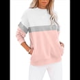 thumbnail image 1 of Sudadera Informal de Larga con Bloques de Color para Mujer, Cuello Redondo, Corte Holgado y Bolsillos. Rosa L, 1 of 6