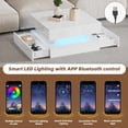 thumbnail image 4 of Noble House Lift-Top Coffee Table with LED Light & 2 Drawers,White, 4 of 8