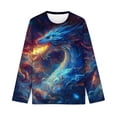 thumbnail image 3 of XASZHN T-Shirt pour Filles, Impression 3D, Manches Longues, Décontracté, Bleu Foncé 7-8 Ans, 3 of 5