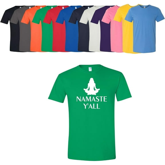 Namaste Y'all T-Shirt Womens Yoga Tee Assorted Colors And Sizes On Shirt