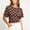 Brown, variant on CBASIHI Womens Polka Dot T Shirts- Fashion Casual Cute Rushed Tie Back Boat Neck Short Sleeve Cinched Waist Summer Crop Tops Red Size 2XL