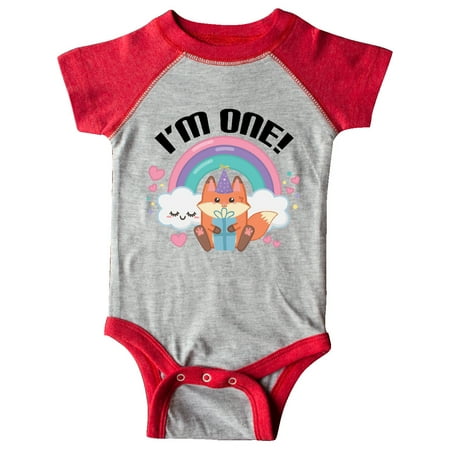 

Inktastic 1st Birthday 1 Year Old Kawaii Girl Fox Gift Baby Girl Bodysuit