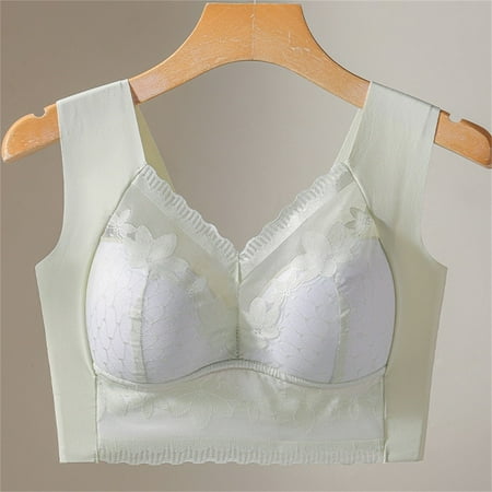 ZHENHONG Underwear Women s Wide Straps without Ring Gathered To Collect Side Breasts Large Size Tank Top Non Marking Bra Wireless Bras for Women