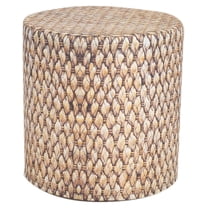 Outdoor Ottoman Pouf - Waterproof Foot Stool for Indoor and Outside Use, Round Footstool with Removable Cover, Living Room Decor & Patio Furniture, Made in Europe Rattan-wicker
