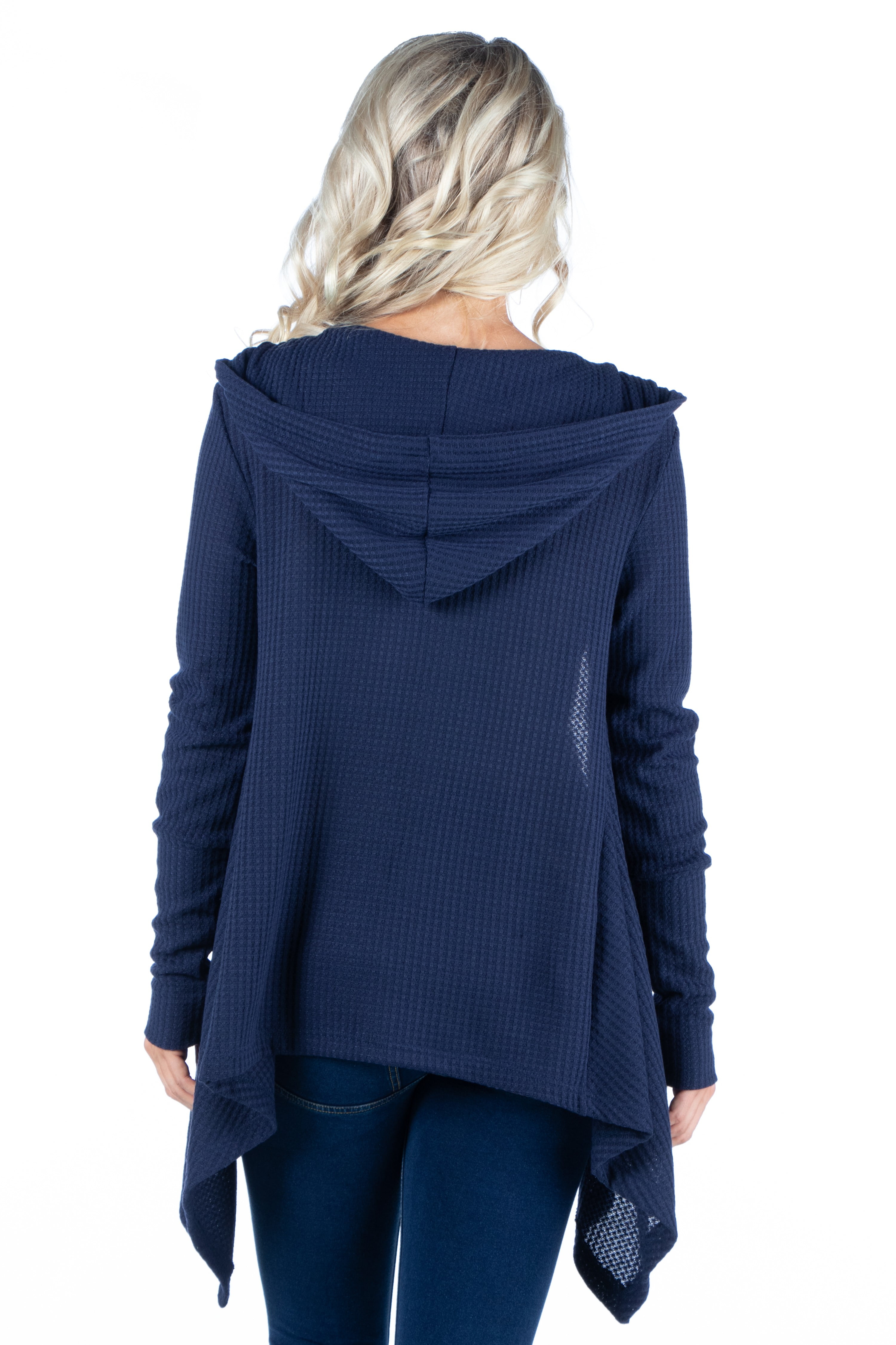 24/7 Comfort Apparel Women's Waffle Fabric Cardigan Hoodie