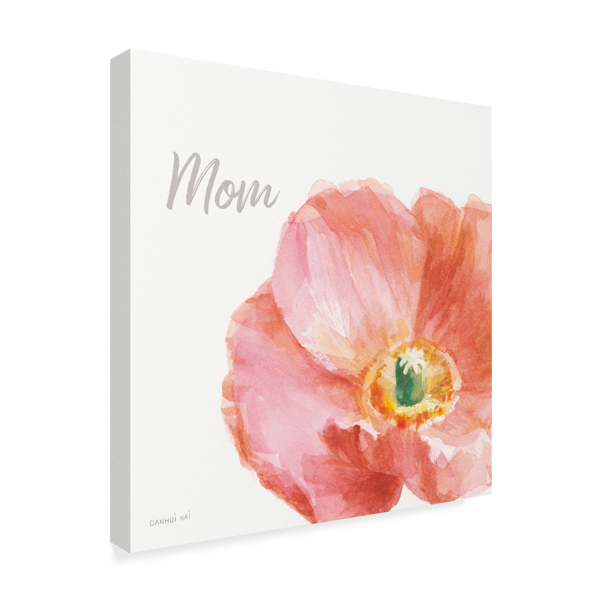 Trademark Fine Art 'Garden Poppy Flipped on White Crop II Mom' Canvas Art by Danhui Nai