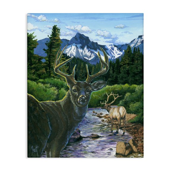Stupell Industries Rustic Lodge Deer in Mountain Scenery Canvas Art, 24 x 30, by Scott Westmoreland