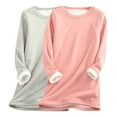 thumbnail image 2 of Feancey Fleece Lined Tops Women Plus Size Crewneck Sweatshirts Winter Warm Sherpa Pajamas Cozy Long Sleeve Thermal Underwear Top Pink L, 2 of 5