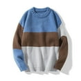 thumbnail image 5 of Fall Winter Men Sweater Knitted Colorblock Loose Round Neck Long Sleeve Thick Elastic Pullover Warm Mid Length Unisex Sweater, 5 of 5