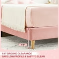 thumbnail image 3 of Twin Bed Frame, Velvet Upholstered Platform Bed Frame with Headboard, Strong Wooden Slats, Noise-Free,No Box Spring Needed, Easy Assembly (Pink), 3 of 8