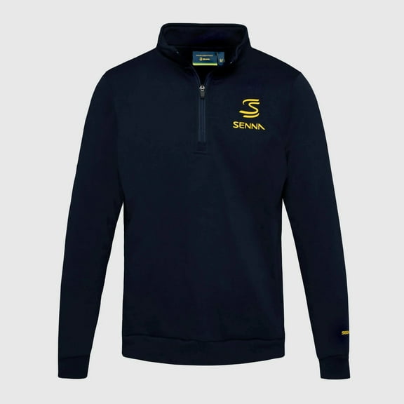 Ayrton Senna F1 Legacy 1/4 Zip Fleece  - Navy/White