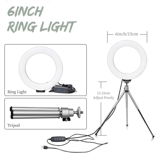 6 pulgadas LED Ring Fill Light estudio foto Video USB luz pequeña ajustable selfie portátil