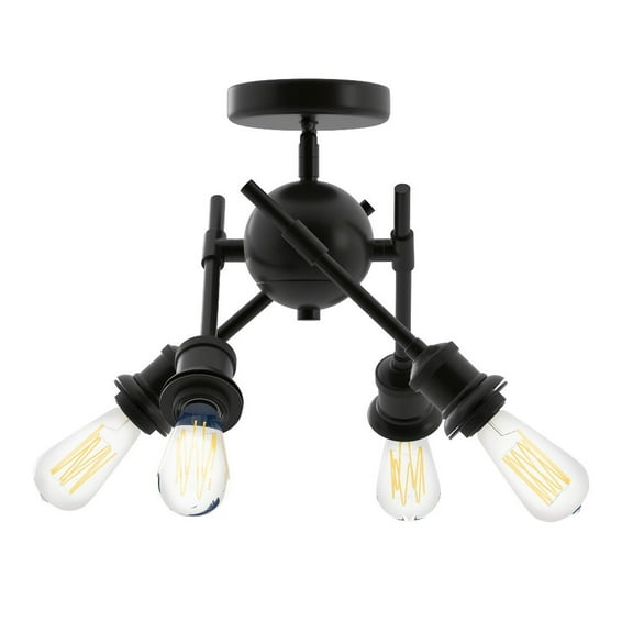 Wry Lighting Axel 4-light Semi-Flush Mount in Matte Black