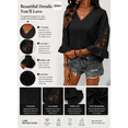thumbnail image 3 of DOKOTOO Blouses for Women Crochet Lace 3/4 Sleeve Tunic Tops Casual V Neck Hollow Out Business Shirts, 3 of 10