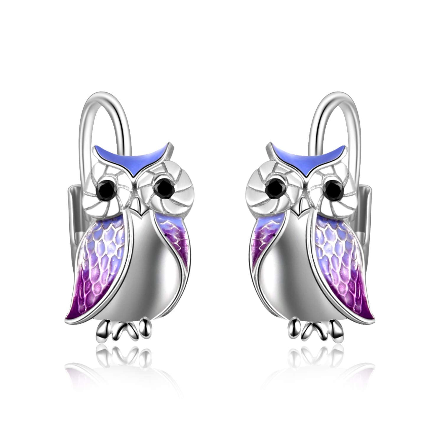 Devata Night Owl Classic Sterling Silver 925 Earrings Stud Purple DCN5223AM 