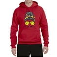 thumbnail image 3 of Messy Bun Softball Mom Life Game Day Vibes Sports Lover | Mother's Day Sports Unisex Hoodie Sweatshirt, Red, 2XL, 3 of 5