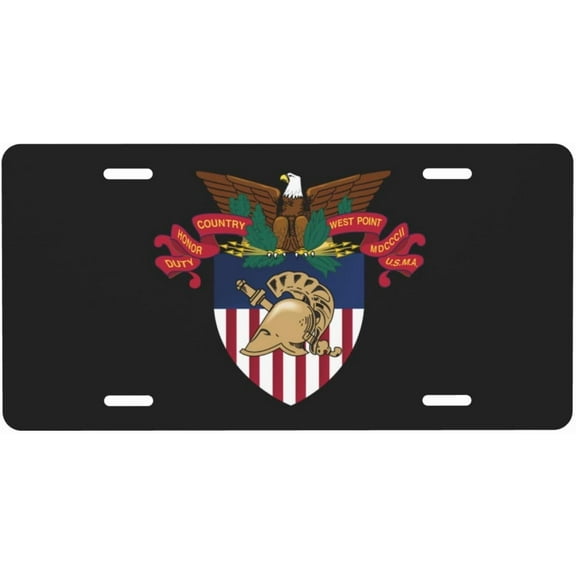 West Point Military Academy West Point Academy Logo License Plate 6" x 12" Aluminum Decorative Front License Plates Metal Car Plate Novelty Vanity Tag Cover with 4 Holes Car Decor Accessory