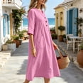 thumbnail image 4 of CHGBMOK Plus Size Dresses for Women 3/4 Sleeve Maxi Dresses Button V Neck Loose Fit Dress with Pockets, 4 of 9
