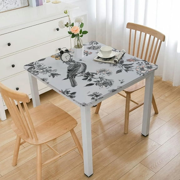 nygtbtfer Tablecloth, Fitted Table Cover with Elastic for Tables, Farmhouse Birds Summer Botanical Table Cloth Outdoor Indoor Dinning Party Tablecloths
