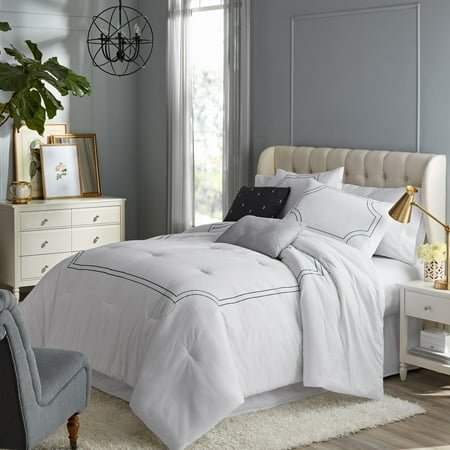 Hotel Style Florence Embroidered Comforter Set 5 Pieces Light