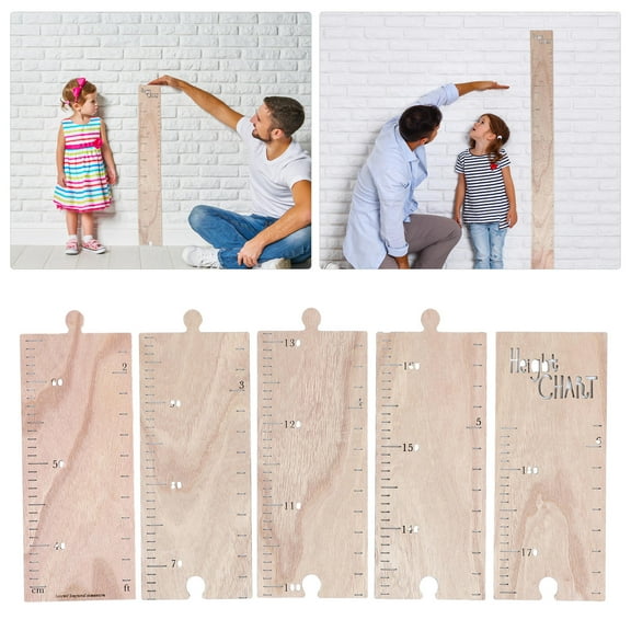 FRCOLOR Wooden Height Ruler Wall Sticker, Height Growth Chart Wall Hanging Ornament For Playroom Kindergarten School