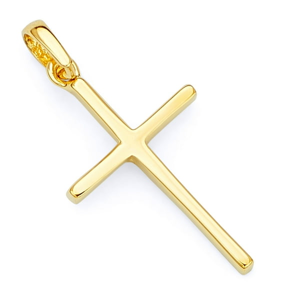 Wellingsale 14k Yellow Gold Cross Religious Pendant (Size : 25 x 12 mm)