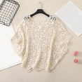thumbnail image 2 of Women's Plus Size Boho Tops Crochet Sweater Dolman Sleeve Beach Cover Up Beach Swimwear Cover Up for Lady Vacation(Beige,One Size), 2 of 4