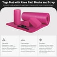 thumbnail image 2 of BalanceFrom 71x24x1 Inches Extra Thick Yoga Mat with Knee Pad and 2 Blocks, Pink, 2 of 11