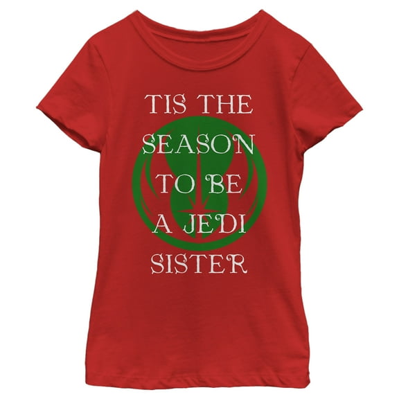 Girl's Star Wars Tis the Season Jedi Sister  Graphic Tee Red X Small