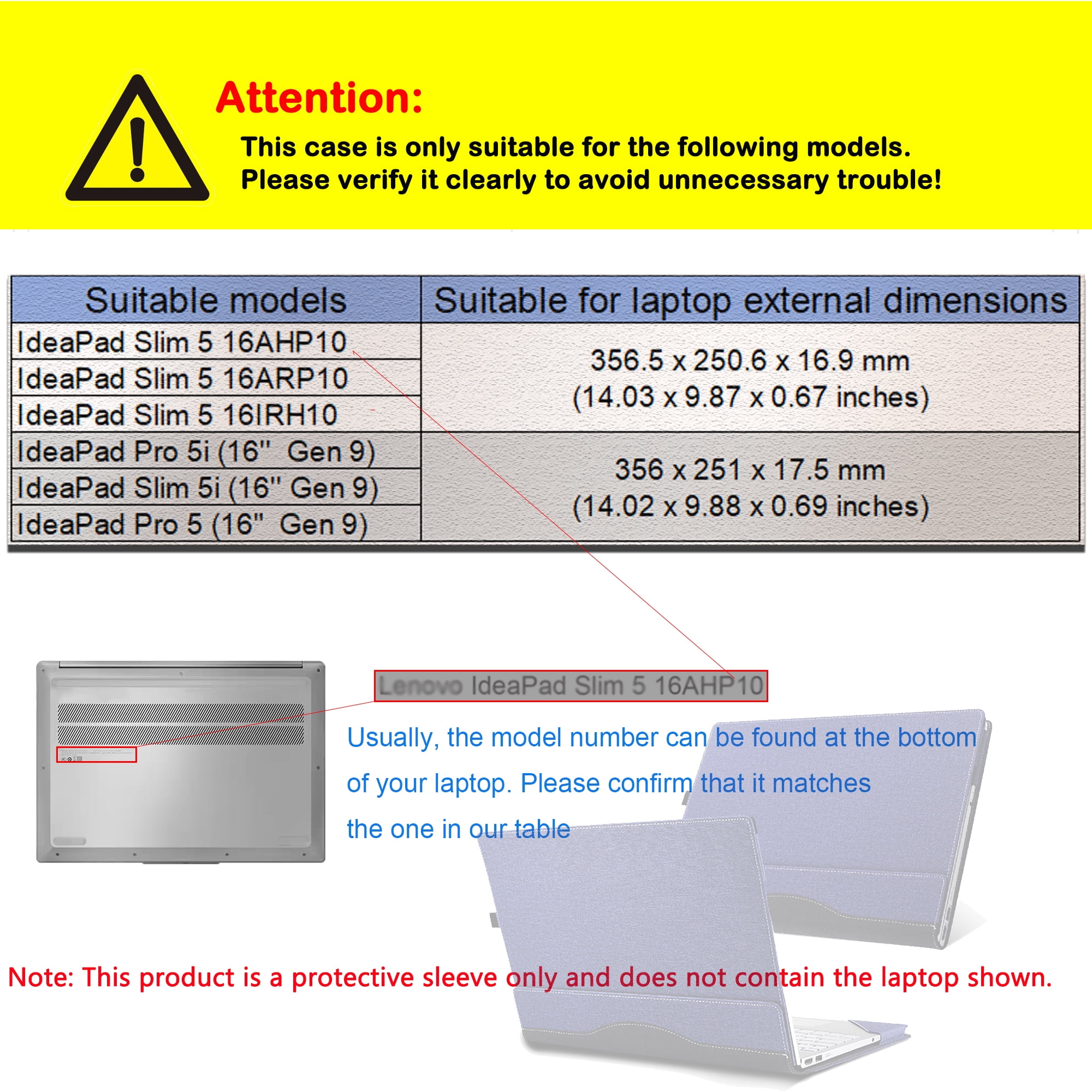2025 New Laptop Cover Case for 16 inch Lenovo IdeaPad Slim 5 16AHP10 16ARP10 16IRH10 & 16'' IdeaPad Pro 5/5i Gen9 &for 16'' IdeaPad Slim 5i Gen9 series Sleeve,PU material Protective Bag