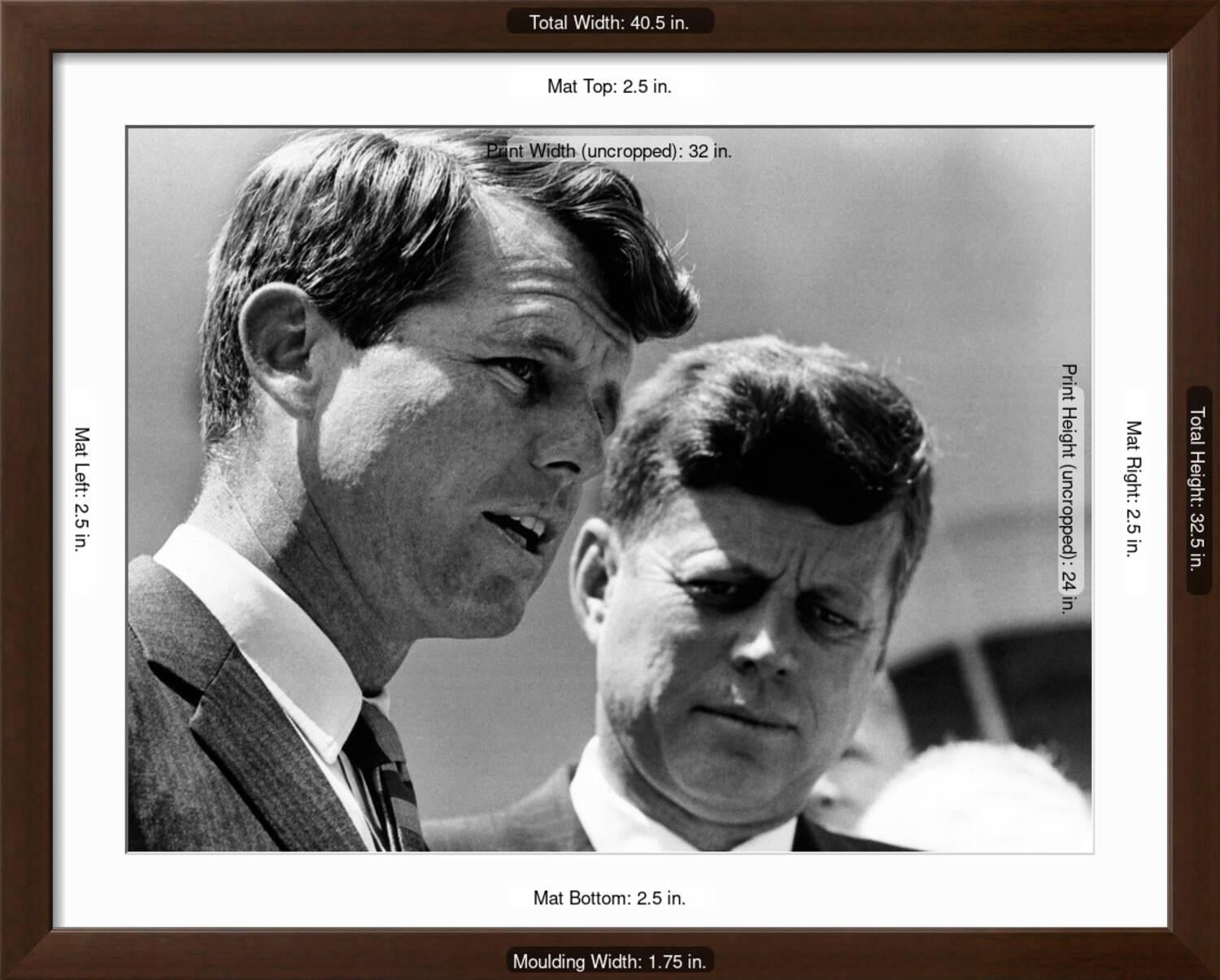 Art.com Pres John Kennedy and Attorney General Robert Kennedy at Ceremonies Honoring African Americans Photo, Brown Frame Wall Art, 40" x 32"
