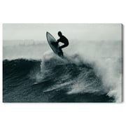 Wynwood Studio Canvas Catch the Wave Sports and Teams Surfing Wall Art Canvas Print Black Dark Gray 36x24