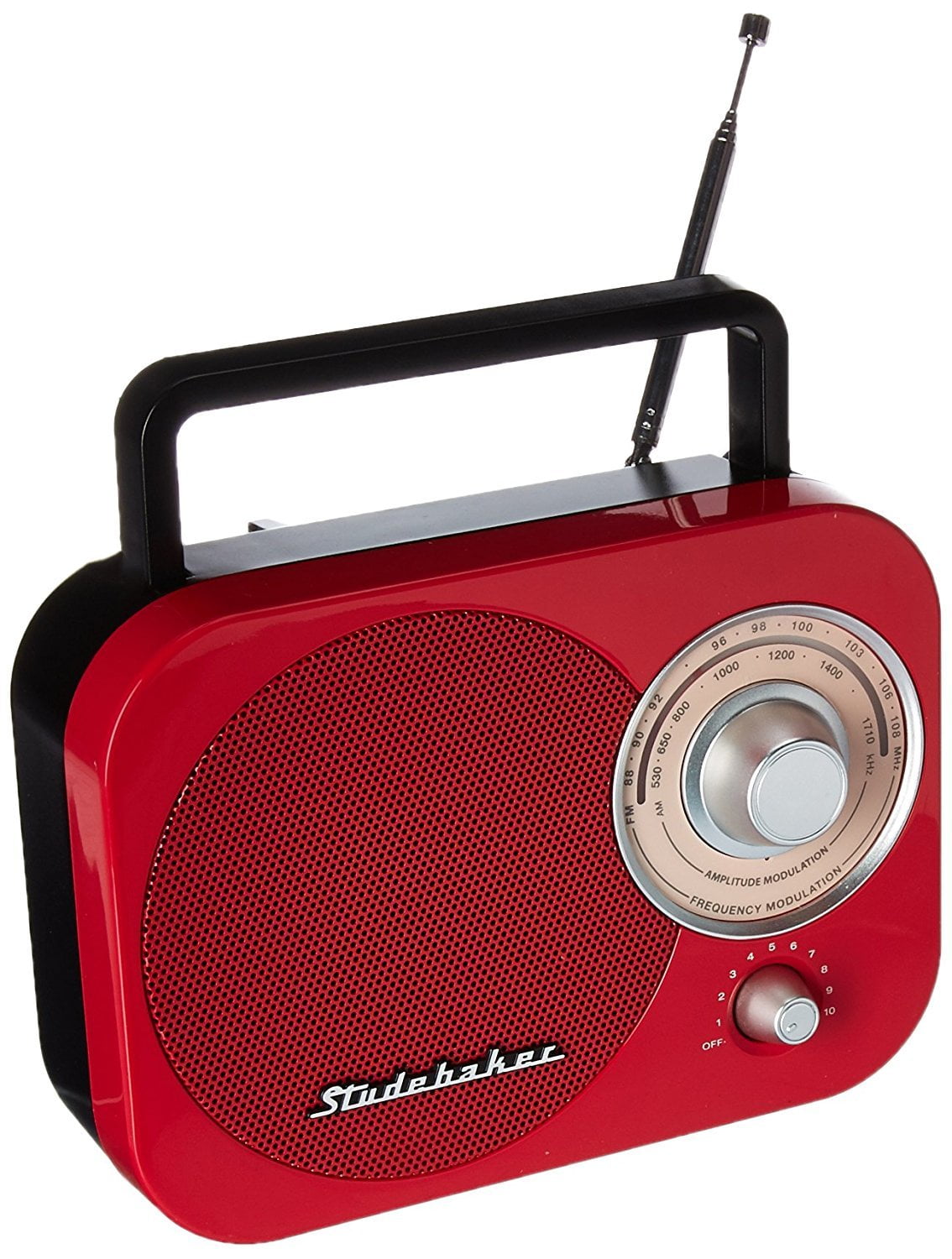 Am Fm Radio Speaker, Red Studebaker Small Outdoor Retro Amfm Radio