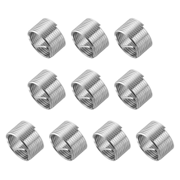 Uxcell 10pcs M18 x 1.5 1D Wire Thread Inserts 304 Stainless Steel Helical Type Repair Kit