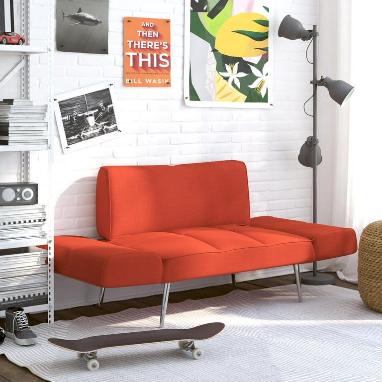 DHP Euro Upholstered Futon with Magazine Storage Burnt Orange