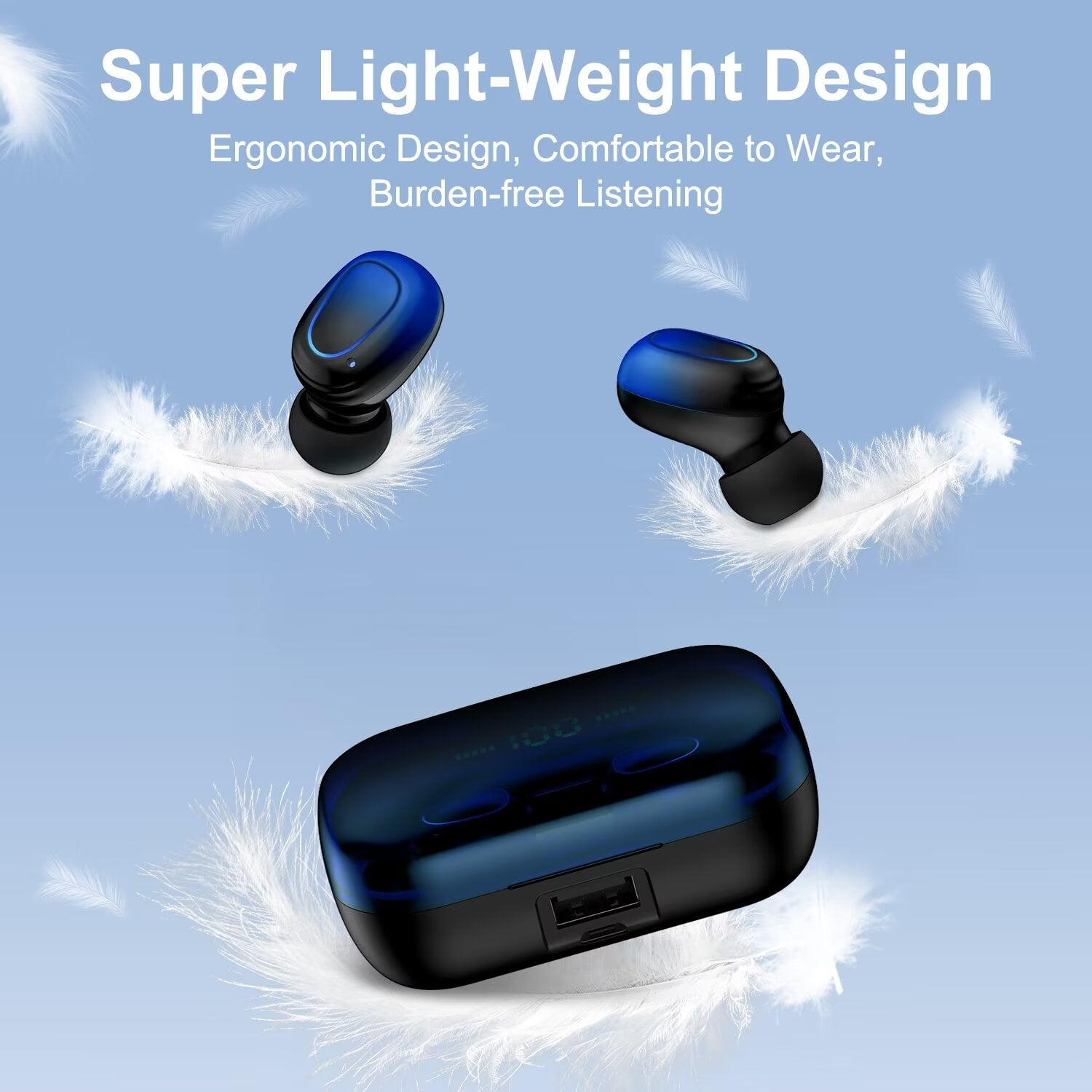 Wireless Earbuds for iPhone,Android,AILKIN Bluetooth 5.2 Headphones 3500mAh 60hrs Playtime Waterproof IPX7 Headset Earphones In-Ear Stereo Noise Cancelling True Wireless Earbuds with Charging Case