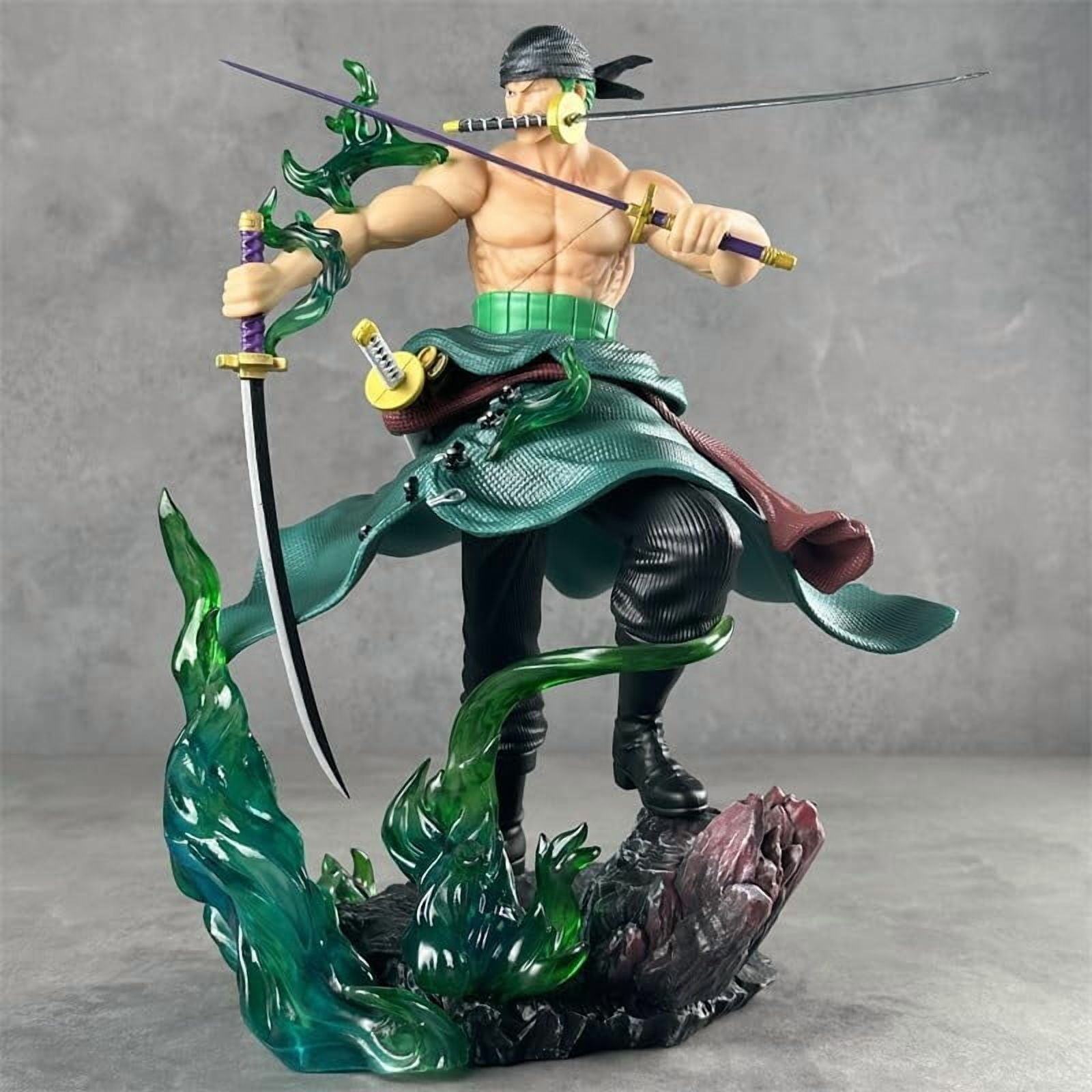 Zoro Figure Fighting Cross Dressing Roronoa Zoro Action Figures 32cm/12.6inch PVC Character Figurine Cosplay Model Collectible for Anime Fans Gift