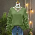 thumbnail image 5 of Women's Irregular Sleeve Sweatshirt, Fashion Oversized Pullover, Casual Loose Fit Crewneck Top, Drop Shoulder Long Sleeve Blouse, Trendy Streetwear Sweater for Women Light Green M, 5 of 7