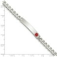 thumbnail image 2 of 925 Sterling Silver Lobster Claw Closure Polished Medical Curb Link ID Bracelet 7.5 Inch 6mm Wide Identification Bracele, 2 of 2