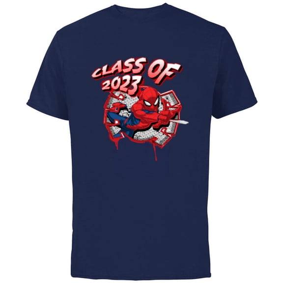 Marvel Spider-Man Class of 2023 Graduation Spidey Symbol - Short Sleeve Cotton T-Shirt for Adults - Customized-Navy