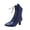 Blue, variant on Miqool Womens Victorian Ankle Boots Faux Leather Lace Up Pointed Toe Low Block Heel Booties with Side Zipper