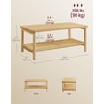 thumbnail image 3 of 2-Tier Coffee Table for Living Room, Living Room Table Rectangular Center Table, with PVC Rattan Storage Shelf, Rounded Corners, Easy Assembly, Boho Style, Oak Beige ULCT240Y57, 3 of 15