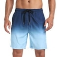 thumbnail image 2 of DODADAWANJ Men's Swim Trunks 5 Inch Gradient Drawstring Waistband Board Shorts with Liner Big and Tall Summer Beach Bathing Suit with Pocket Blue S, 2 of 9
